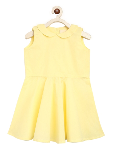 

charkhee Girls Yellow Solid Cotton Fit and Flare Dress