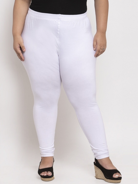 

TAG 7 PLUS Women Pack Of 2 White Solid Plus Size Ankle-Length Leggings