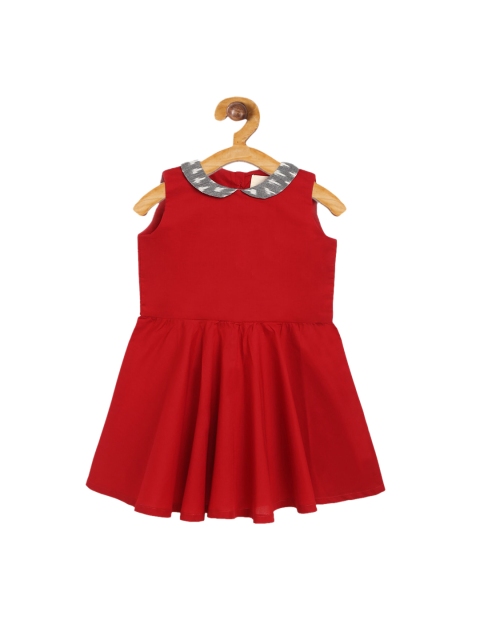 

charkhee Girls Red Solid Fit and Flare Dress
