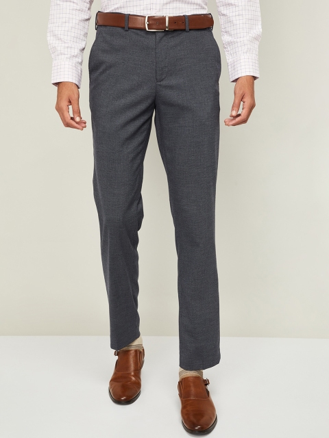 

CODE by Lifestyle Men Navy Blue Slim Fit Solid Formal Trousers