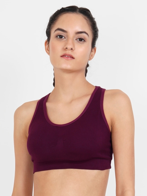 

Golden Girl Purple Solid Non-Wired Removable Padding Workout Bra 3829 Purple_30C