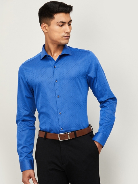 

CODE by Lifestyle Men Blue Slim Fit Self Design Casual Shirt