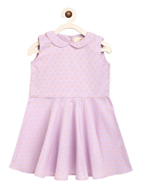 

charkhee Girls Lavender Printed Fit and Flare Dress