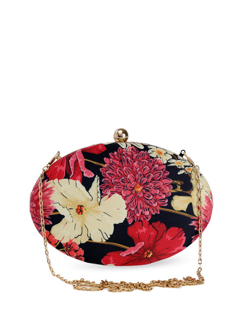 

TRINK Navy Blue & Yellow Printed Clutch