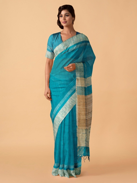 

Taneira Blue Pure Silk Woven Design Bhagalpuri Saree