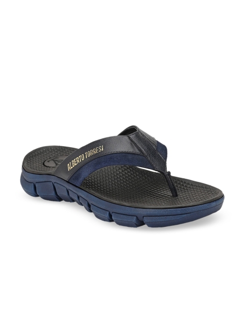 

Alberto Torresi Men Black & Blue Colourblocked Slip-On