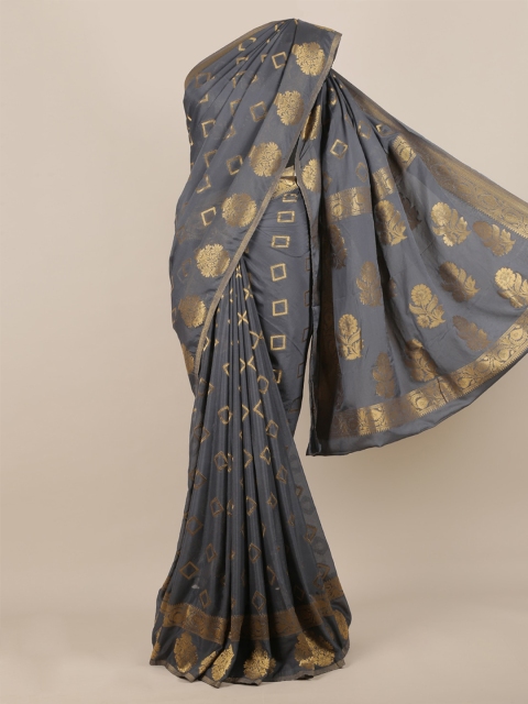 

Pothys Grey Woven Design Poly Georgette Saree