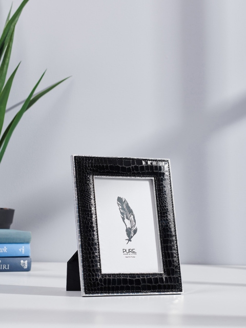

Pure Home and Living Black & Silver-Toned Croco Textured Table Photo Frame