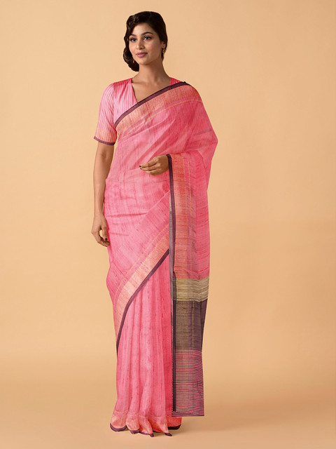 

Taneira Pink Pure Silk Woven Design Bhagalpuri Saree