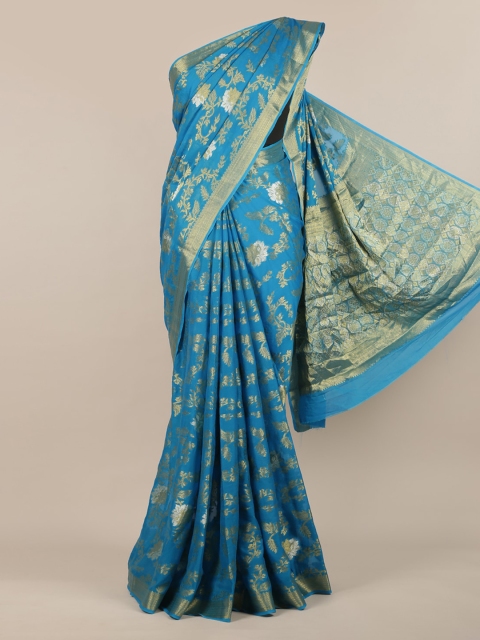 

Pothys Blue Woven Design Poly Georgette Saree