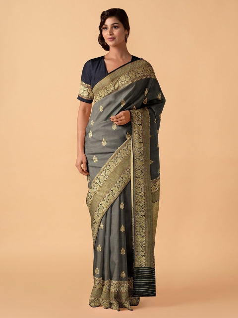 

Taneira Grey Pure Silk Woven Design Banarasi Saree