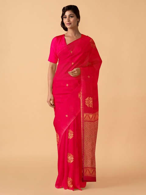 

Taneira Pink Woven Design Pure Silk Saree