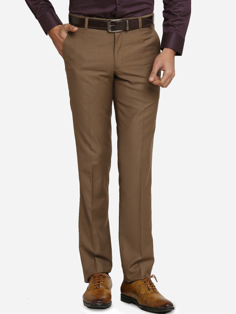 

METAL Men Brown Slim Fit Solid Formal Trousers