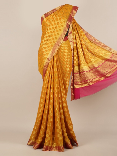 

Pothys Mustard Yellow Woven Design Poly Georgette Saree