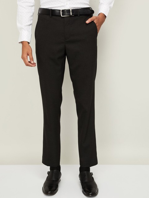 

CODE by Lifestyle Men Black Slim Fit Solid Formal Trousers