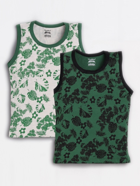 

Redden Boys Pack Of 2 Floral Printed Round Neck T-shirts, Green