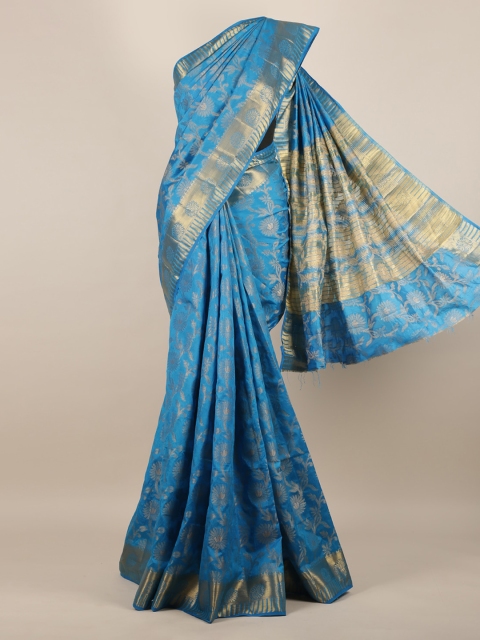 

Pothys Blue Woven Design Jute Silk Saree