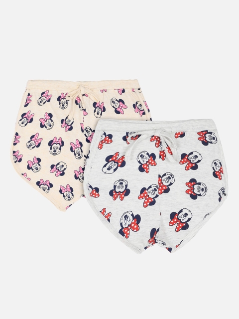 

Bodycare First Girls Pack Of 2 Grey & Cream Minnie Mouse Printed Slim Fit Hot Pants