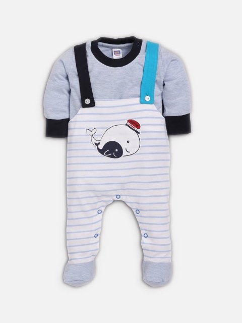 

Nottie Planet Boys Grey & Blue Regular Fit Romper