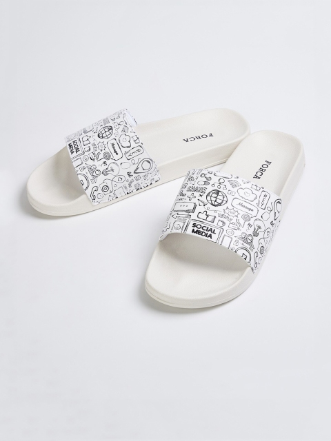 

Forca Men White & Black Printed Sliders