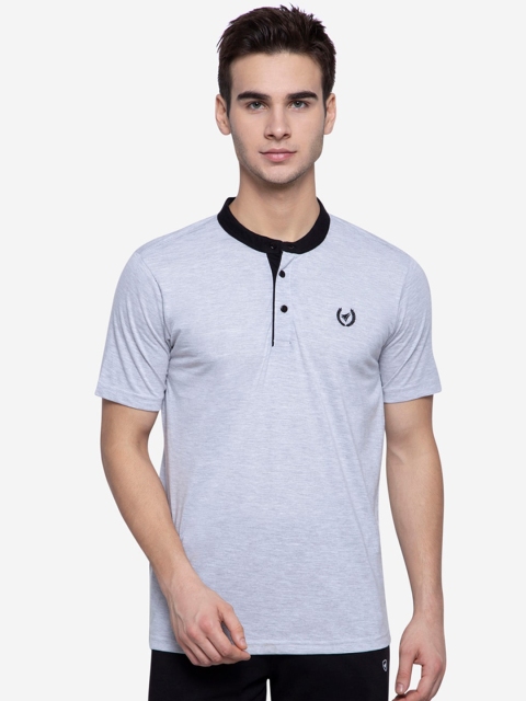 

NEVA Men Grey Solid Henley Neck T-shirt