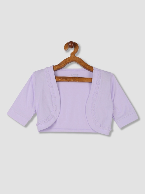 

The Childrens Place Girls Purple Solid Open Front Shrug