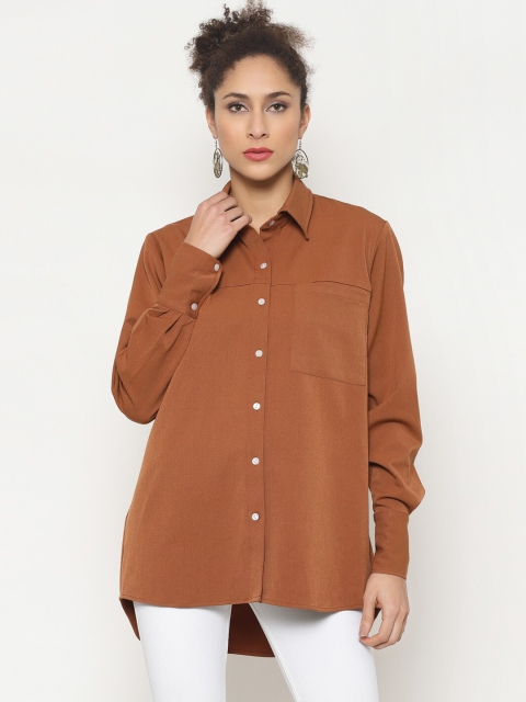 

Twenty3 Women Brown Boxy Solid Casual Shirt