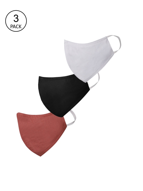 

VASTRAMAY Pack Of 3 3-Ply Solid Reusable Anti-Pollution Cloth Masks, Red