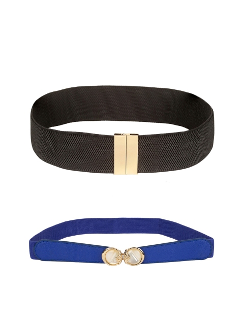 

CRUSSET Women Black & Blue Solid Pack of 2 Belts