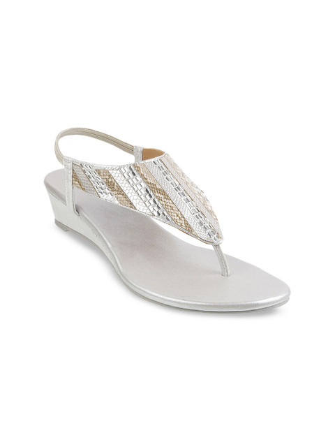 

Mochi Women Silver-Toned Woven Design Sandals