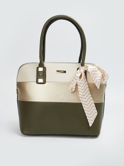 

CODE by Lifestyle Olive Green Colourblocked Shoulder Bag