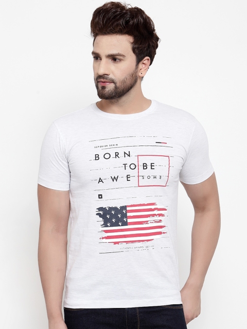 

Cantabil Men White Printed Round Neck T-shirt