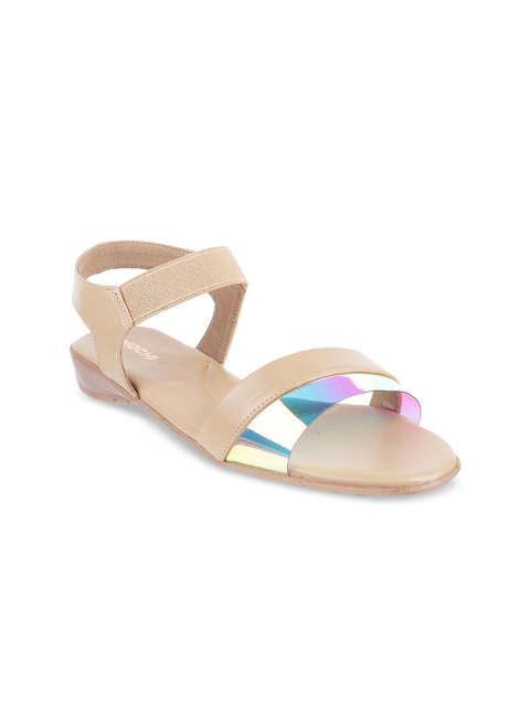 

Mochi Women Beige Colourblocked Open Toe Flats
