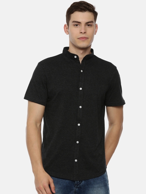 

KAY DEE Men Charcoal Slim Fit Solid Casual Shirt