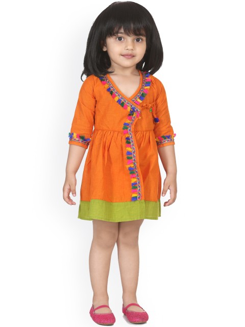 

BownBee Girls Orange Printed A-Line Dress