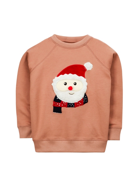 

Cherry Crumble Unisex Kids Peach-Coloured & White Self Design Sweatshirt