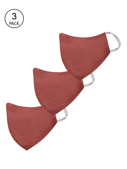 

VASTRAMAY Pack of 3 Red Solid 3-Ply Reusable Anti Pollution Cloth Masks