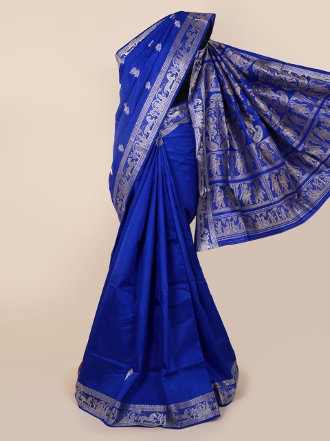 

Pothys Blue Solid Baluchari Silk Saree