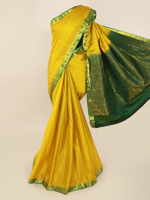 

Pothys Yellow Pure Silk Solid Kanjeevaram Saree