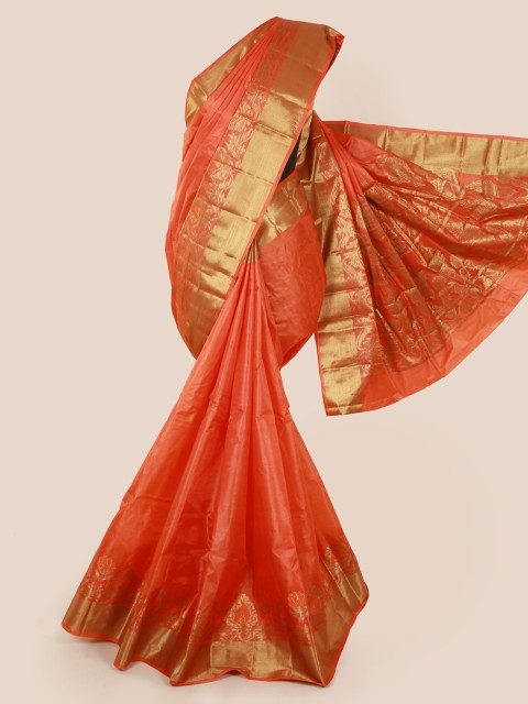 

Pothys Orange Pure Silk Woven Design Tussar Saree
