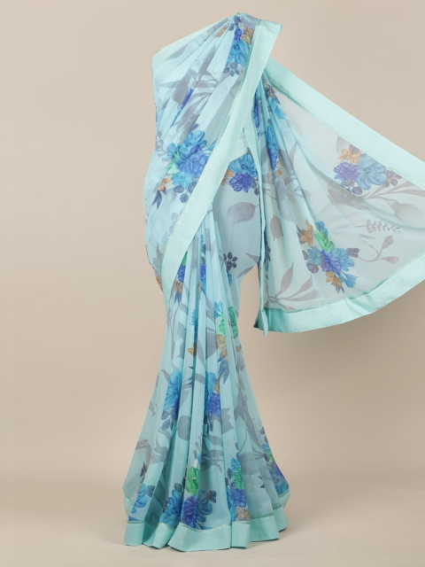 

Pothys Blue Printed Poly Chiffon Saree
