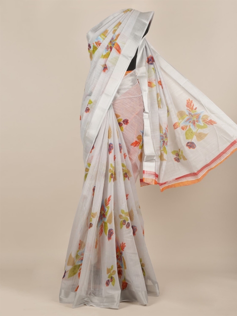 

Pothys Grey Printed Jute Silk Saree