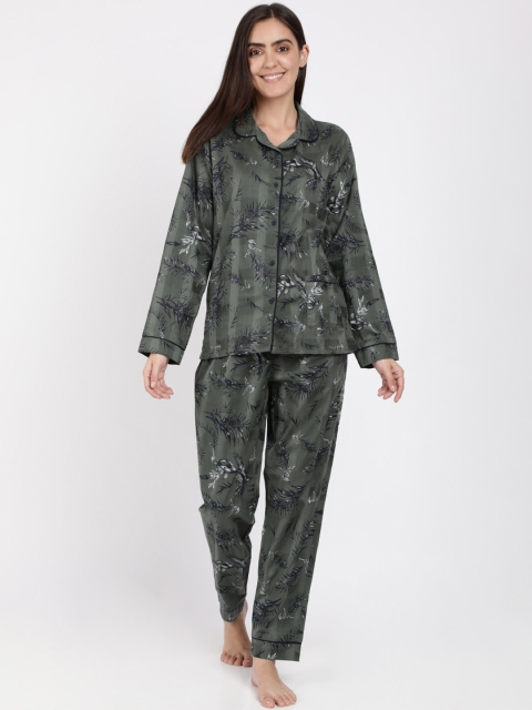 

Bene Kleed Women Olive Printed Night Suit