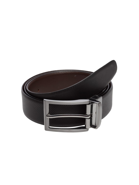 

WELBAWT Men Black & Brown Textured Leather Reversible Belt