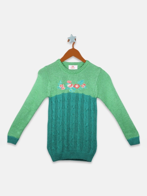 

OWM Girls Green Colourblocked Pullover Sweater