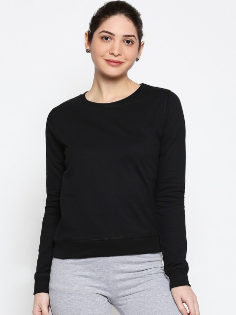 

AMMARZO Women Black Solid Sweatshirt