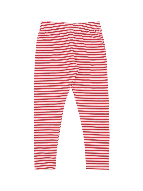 

Pantaloons Junior Girls Red & White Striped Ankle-Length Leggings