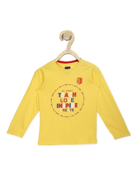 

Allen Solly Junior Boys Yellow Printed Round Neck T-shirt