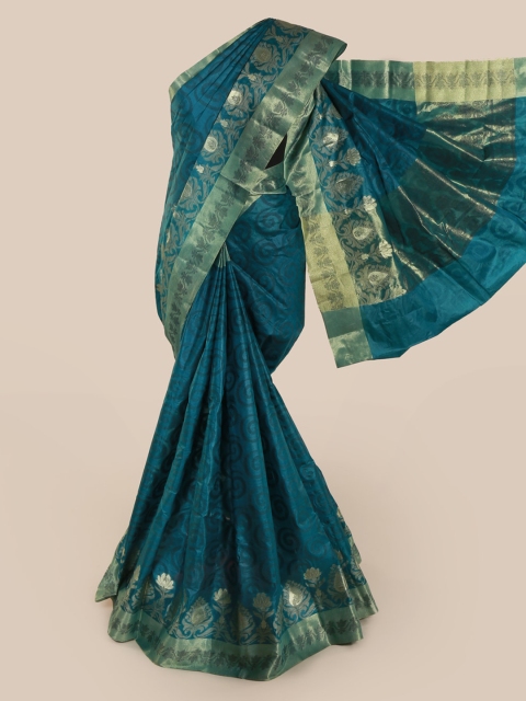 

Pothys Blue Pure Silk Woven Design Tussar Saree