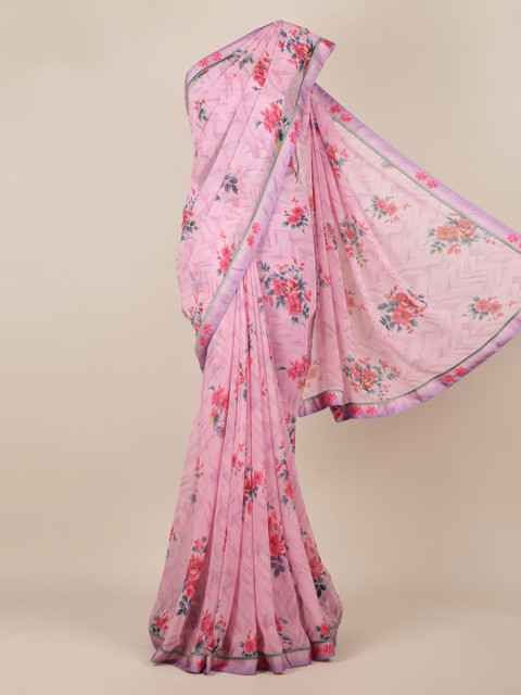 

Pothys Rose Printed Poly Chiffon Saree